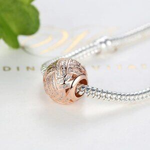 925 Sterling Silver European Gold Charm Cat Tree Life Mom DIY Bead Bracelet